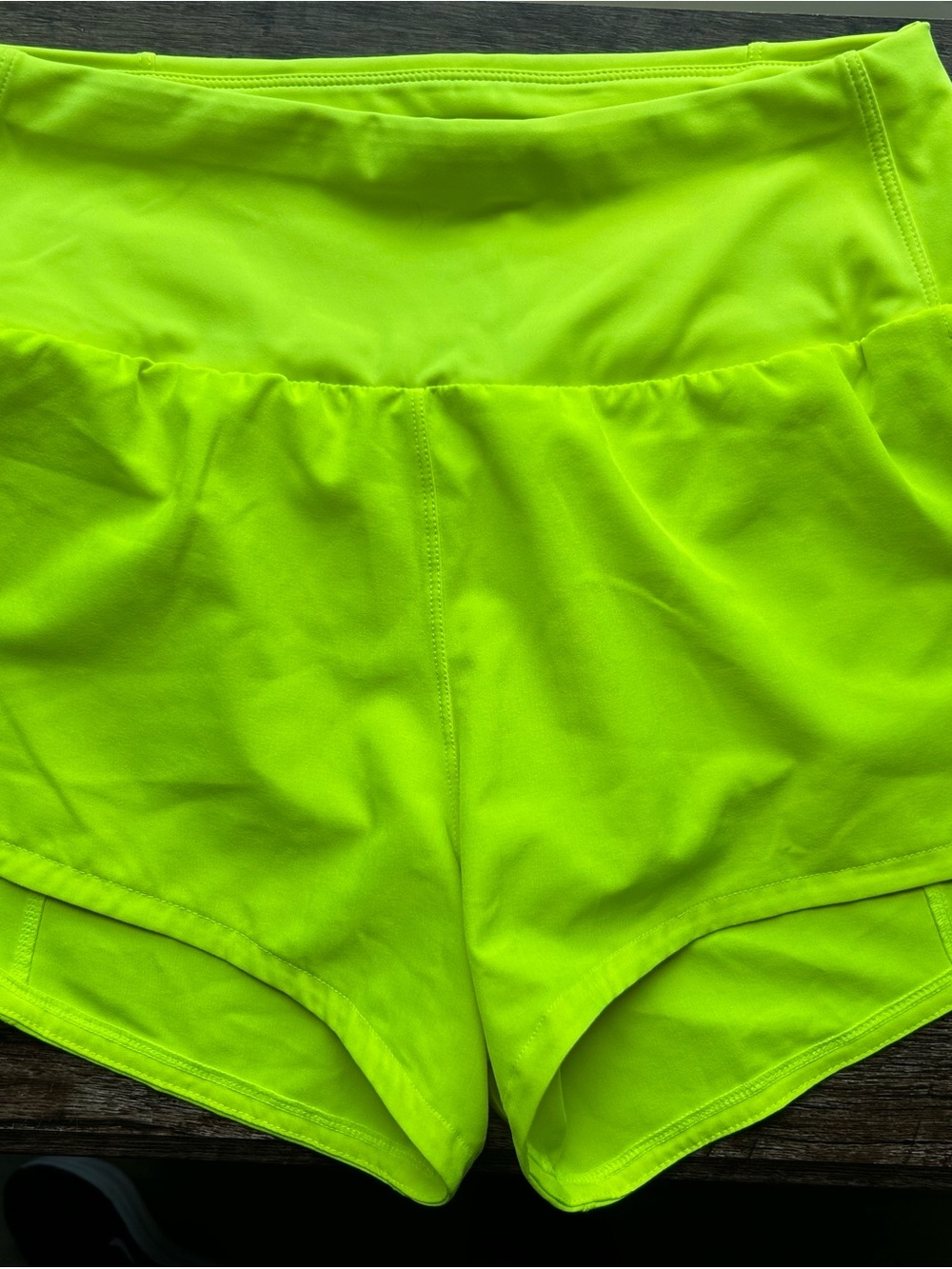 Women’s High-Waist Running Shorts | Teal & Neon Yellow - Picture 6 of 6
